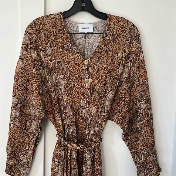 Nanushka Chul Balloon Sleeve Animal Print Dress Size XS - Picture 1 of 13